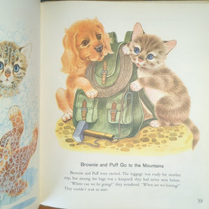 Adventures of Brownie and Puff Vintage Kids Childrens Cat Kitten Dog Puppy Book