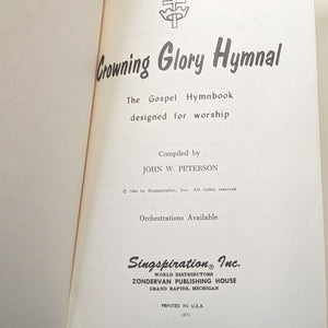 The Crowning Glory Vintage Church Christian Gospel Worship Hymnal Hymn Song Book