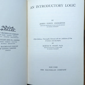 Vintage An Introductory Logic 5th Edition Book Creighton & Smart 1942 Hardcover