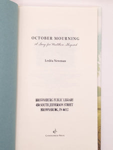 October Mourning Morning A Song for Matthew Shepard Leslea Newman LGBTQ Poetry